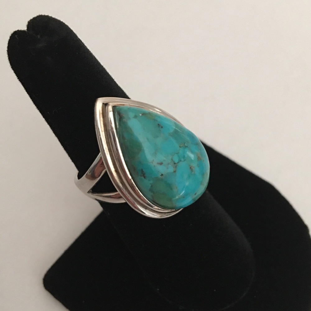Pear Cut Turquoise Ring Size 7 - Picture 3 of 8
